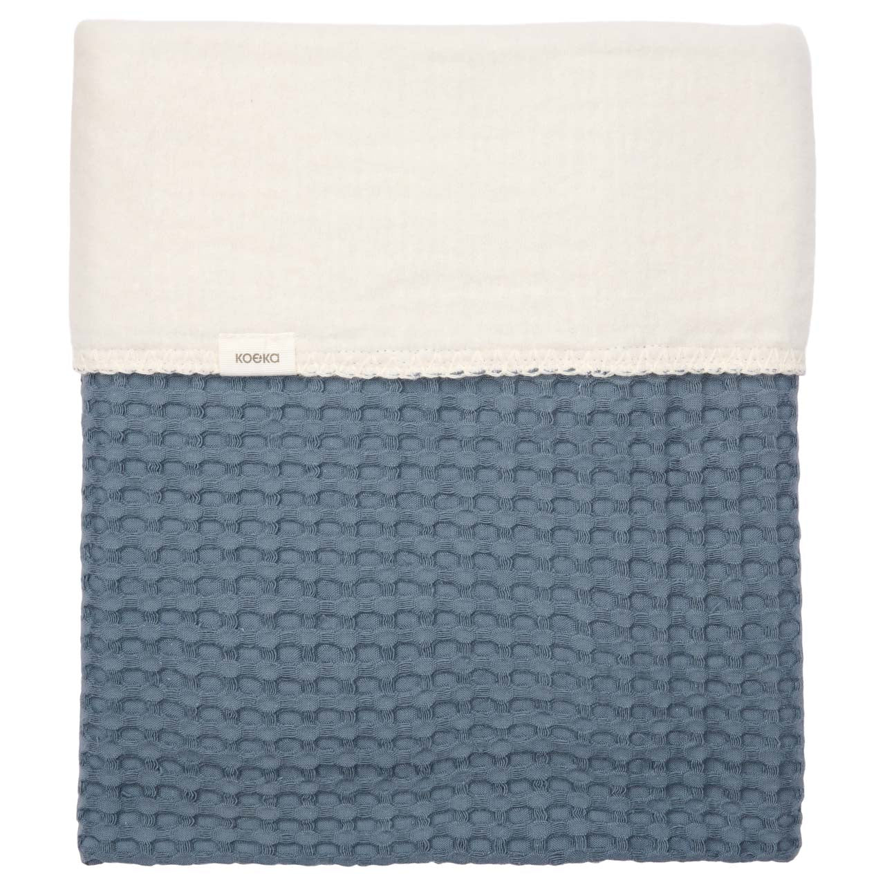 Koeka Wiegdeken blau, 100 % Baumwolle, ikonischer Waffelstoff