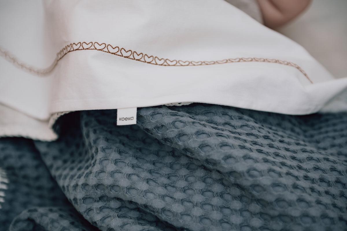 Cot blanket teddy Oslo bluestone