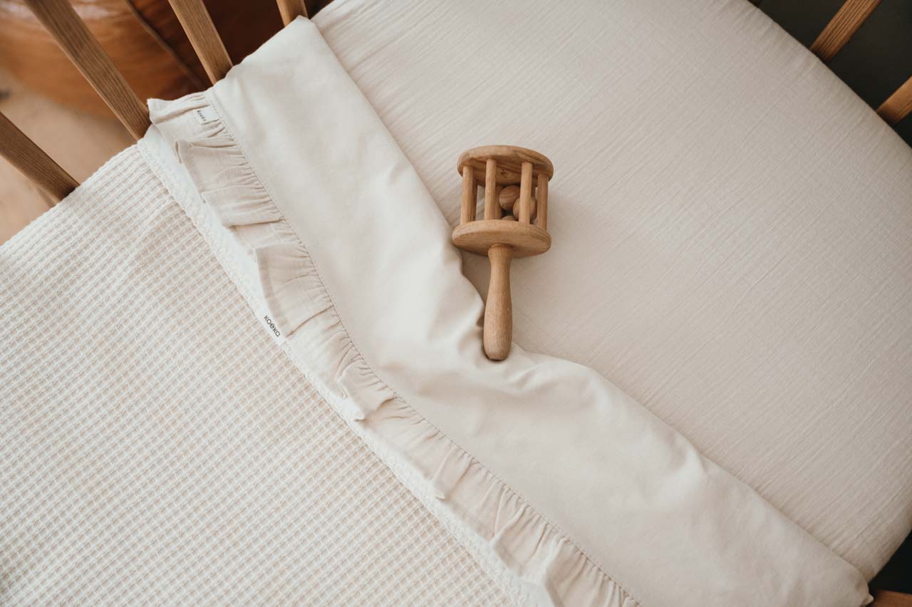 Cot blanket cotton fleece Malaga warm white