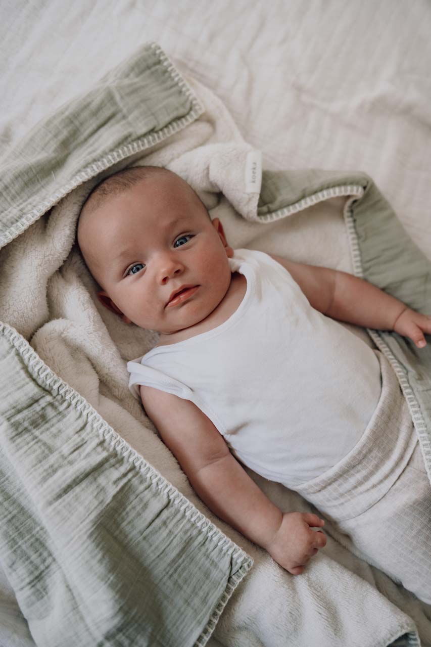 Cot blanket teddy Faro sage