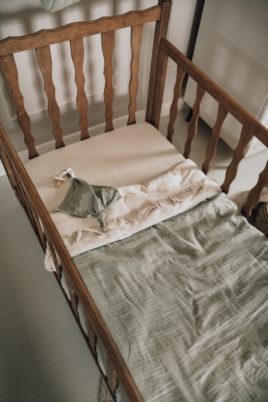 Cot blanket teddy Faro sage