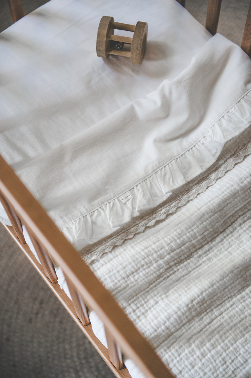 Bassinet blanket lace Elba milky