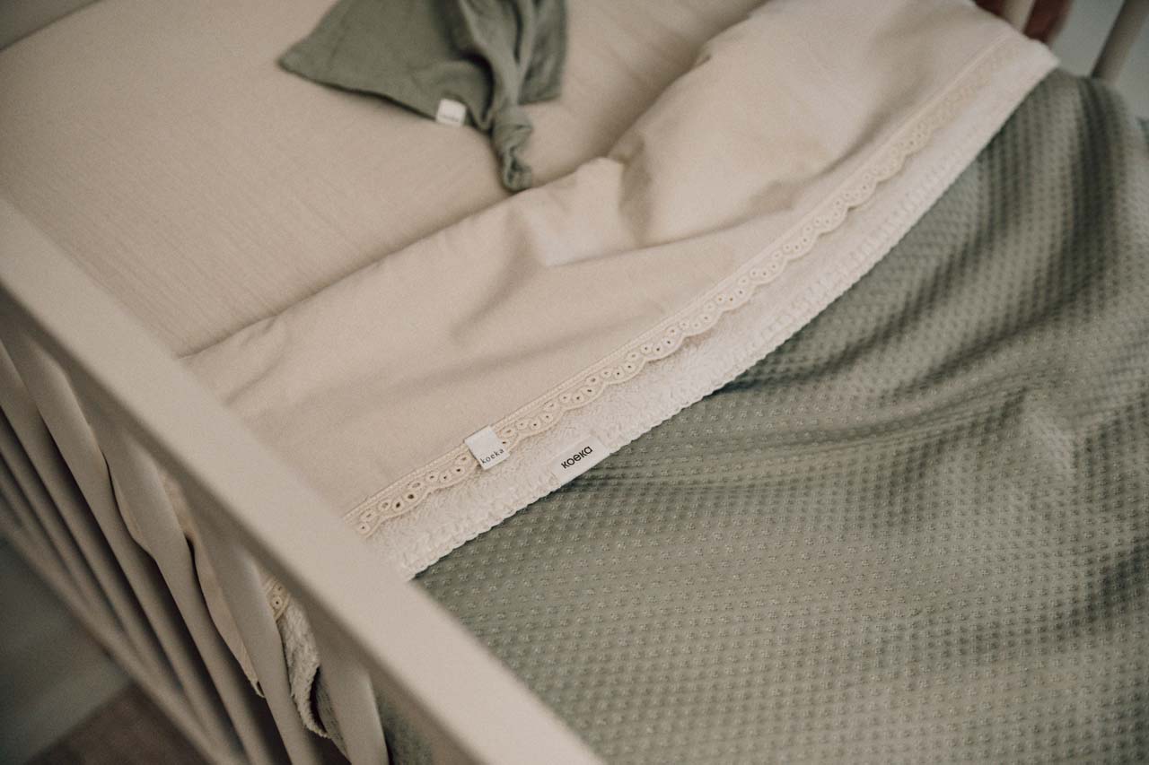 Bassinet blanket teddy Elim sage