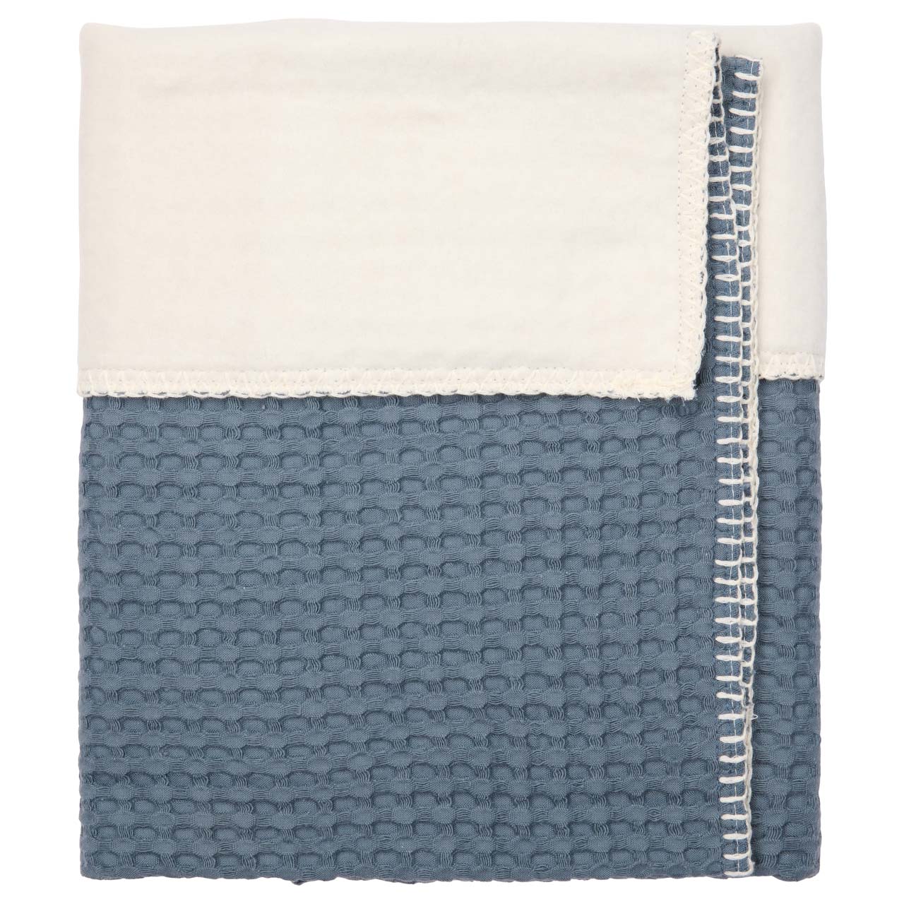 Couverture pour lit bébé cotton polaire Amsterdam bluestone